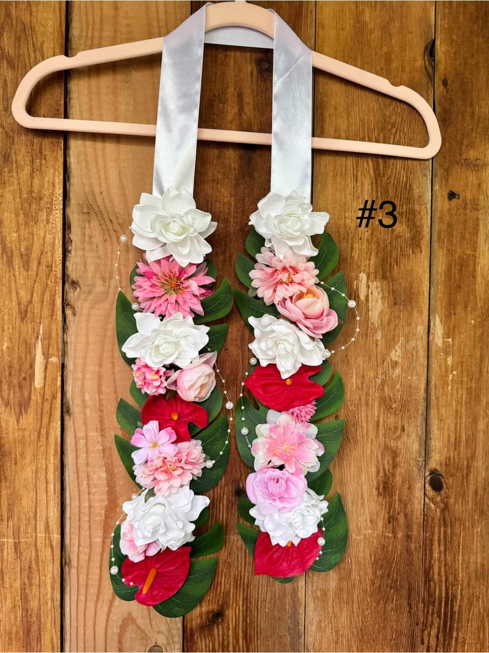 Handmade Pink & White Floral Scarf Wrap